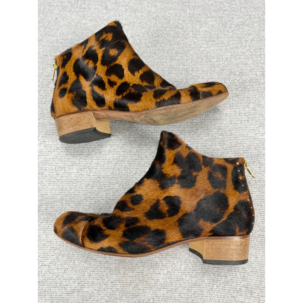 Beau Coops Leopard Calf Hair Ankle Boots Made in Italy Size 39 Brown Black Gold